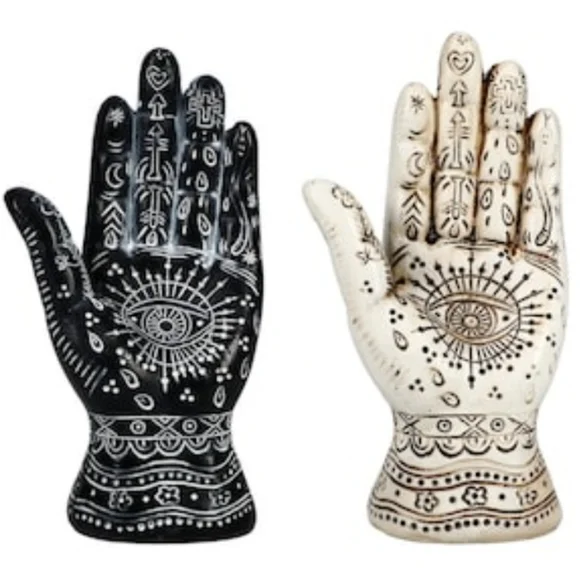 * 1 DAY SALE! * Ancient Hamsa Hand of God/Evil Eye Protection/Hieroglyphs Statue - Picture 4 of 16